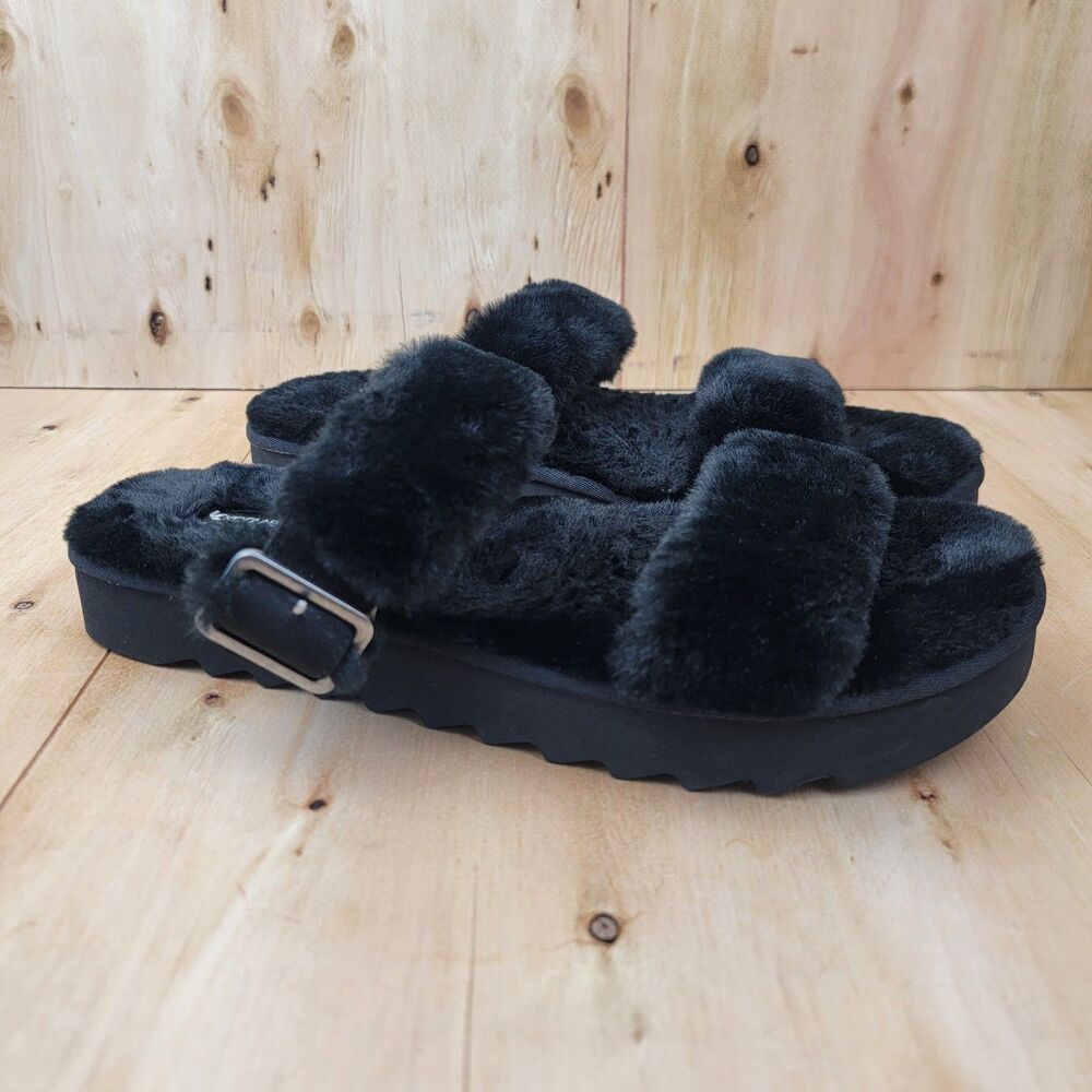 UGG Koolaburra Furr-Ah Faux Fur Open Toe Slippers Women's Size 12